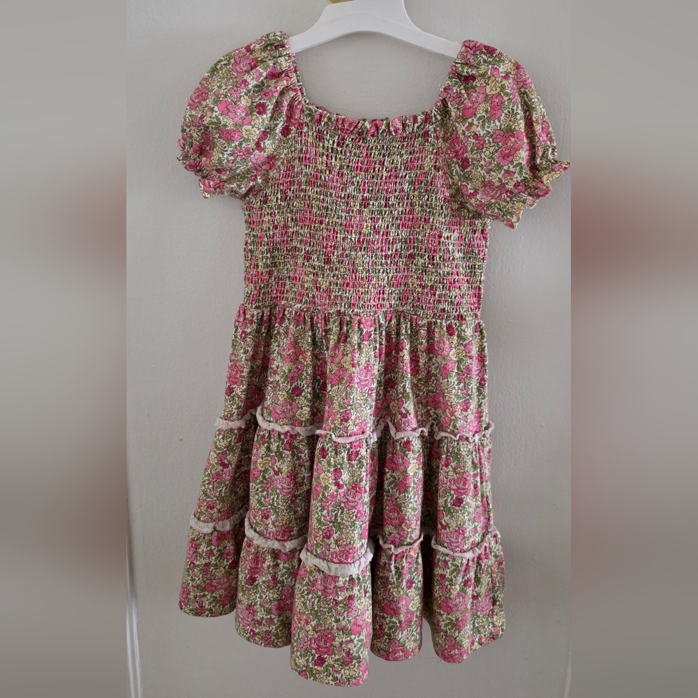 Floral Smocked Dress with Puff Sleeves